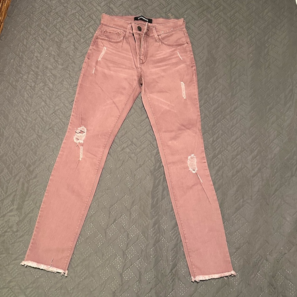 Women's Distressed Pink Jeans